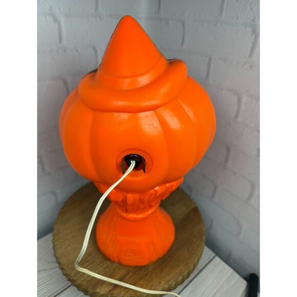 Vtg 1969 Empire Plastic Halloween Blow Mold Pumpkin Jack O Lantern Witch Hat - Picture 3 of 8